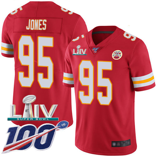 Kansas City Chiefs Nike #95 Chris Jones Red Super Bowl LIV 2020 Team Color Youth Stitched NFL 100th Season Vapor Untouchable Limited Jersey